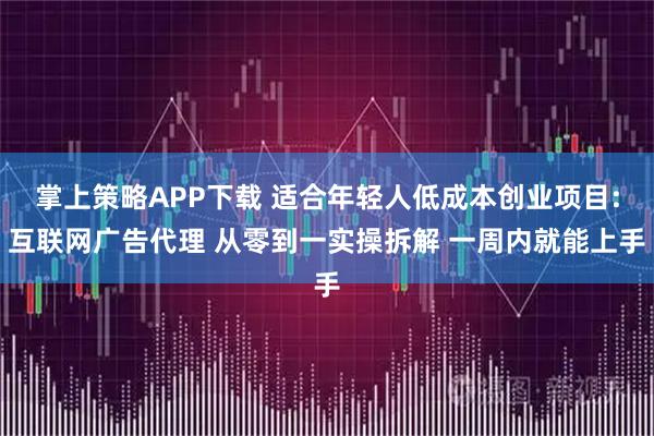 掌上策略APP下载 适合年轻人低成本创业项目:互联网广告代理 从零到一实操拆解 一周内就能上手